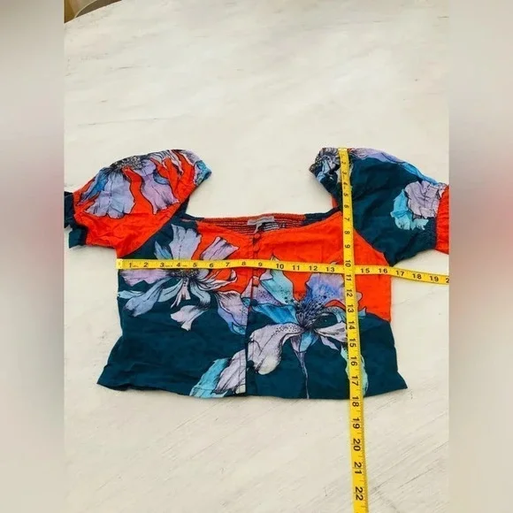 Anthropologie Conditions Apply Floral Puff-Sleeved Blouse Size Small NWOT - Picture 8 of 12